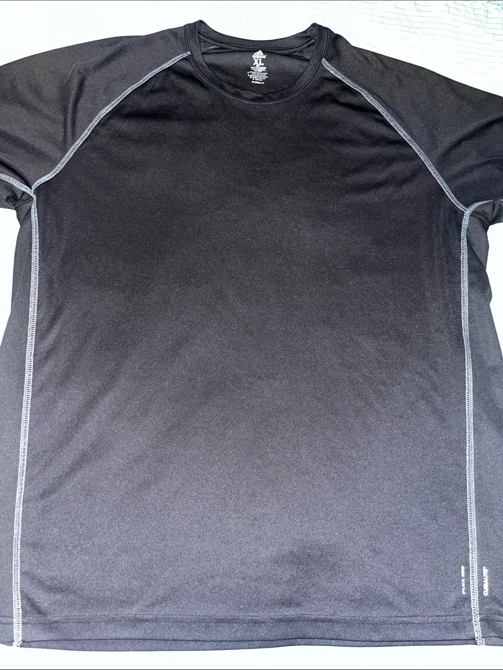 adidas Black Athletic Tee with Gray Contrast Stitching